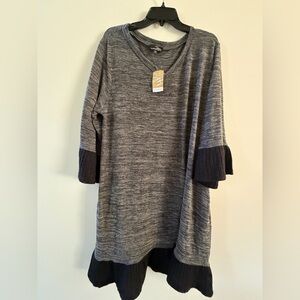 Suzanne Betro Heather Gray and Black Dress